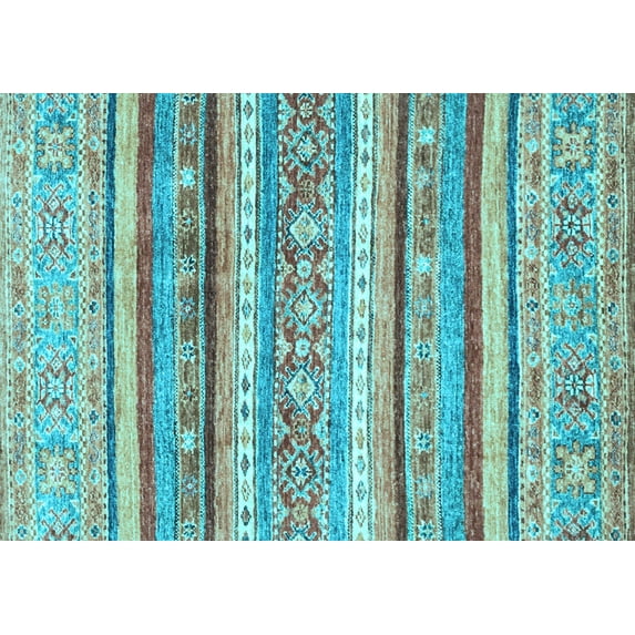 Ahgly Company Indoor Rectangle Abstract Light Blue Modern Area Rugs, 4' x 6'