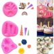 thumbnail image 4 of Mini molde de silicona de unicornio, cuerno de orejas de unicornio, flores y hojas de arcoíris, molde de chocolate fondant para cupcakes para cumpleaños de unicornio y niños (juego de 4) Fokelyi WLJ-2318, 4 of 5