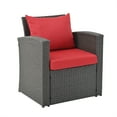 thumbnail image 6 of Highsound 4 Pieces Outdoor Sectional Sofa, Patio Furniture Sets Manual Weaving Wicker Rattan Patio Conversation Sets with Coffee Table, Red Cushions, 6 of 8