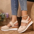 thumbnail image 4 of MLCDZ Sandals for Women Dressy Summer,Womens Closed Toe Espadrilles Platform Wedge Ankle Strap Sandals Comfortable Anti Slip Beach Casual Shoes Beige 36, 4 of 4