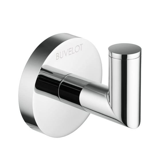 BUVELOT Towel Hook, Coat Hooks for Bathroom and Kitchen, Modern Robe Hook Wall Mounted, Chrome, 077010-CR, Leo Series