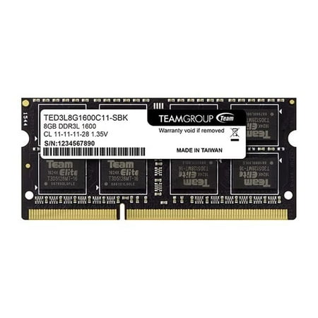 TEAMGROUP Elite 8GB SSF20 Single PC3 12800 CL11 Unbuffered Non ECC 1.35V Laptop Notebook PC Computer Memory Module Ram Upgrade TED3L8G1600C11 S01