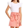 thumbnail image 4 of Oudiya Little Girls Tank and Skirt 2 Pieces Summer Outfits Set Toddler Ruffle Sleeveless Tops and Belt Skirts with Pocket Clothing Set 2T-7Y, 4 of 10