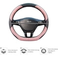 thumbnail image 4 of Funda deportiva para volante de coche en forma de D, de microfibra transpirable y piel sintética, antideslizante y protectora para el tipo D, 38 cm (15") de diámetro (marrón), 4 of 5