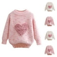 thumbnail image 4 of Chandail pour Bébé Fille Col Rond Manches Longues Imprimé Cœur Tricot Automne Hiver Chandail en Molleton Blanc, 4 of 4