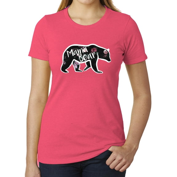 Mama Bear Floral Woman's Graphic T-shirt- Cute Mom shirts