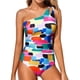 thumbnail image 3 of Traje Baño una Pieza con un Hombro Descubierto para Mujer, Traje Baño Control, Cobertura Total Modesta, Traje Baño con Abertura en la Parte Posterior. Impresión S, 3 of 6