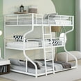thumbnail image 3 of Metal Full XL over Twin XL over Queen Loft Bunk Bed with Long and Short Ladder, Multifunctional with Safety Guard Rails, Easy to Assemble/No Box Spring Required(White), 3 of 8