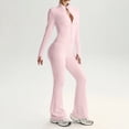 thumbnail image 6 of WULMLEO Womens Slim Fit Matching Workout Sets Zip‑Up Long Sleeve Jacket And Stretch Flare Leggings Active Outfits Pink XL, 6 of 9