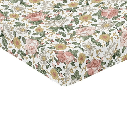Sweet Jojo Designs Vintage Floral Pink Girl 100% Cotton Muslin Fitted Crib Sheet