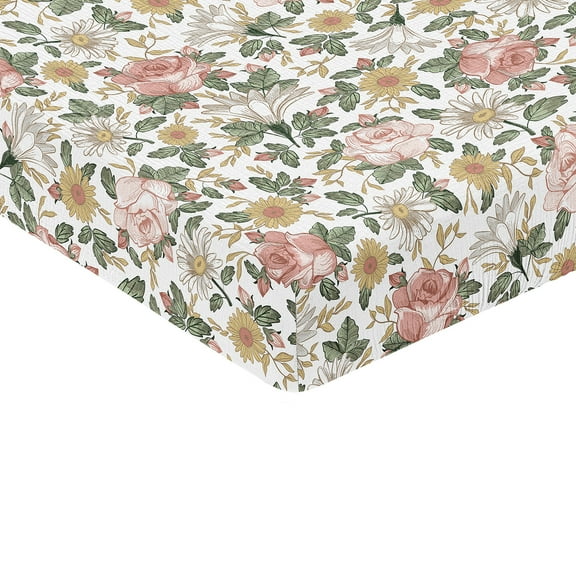 Sweet Jojo Designs Vintage Floral Pink Girl 100% Cotton Muslin Fitted Crib Sheet