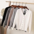 thumbnail image 3 of Casual Woman Cardigan Sweater Autumn Winter Women Solid Color V-neck Long Sleeve Plus Size Knit Sweater Coat Crochet, 3 of 5