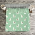 thumbnail image 3 of Ambesonne Llama Quilted Bedspread Set 3 Pcs, Candy Cane Hearts, Queen Size, Mint Green Multicolor, 3 of 3