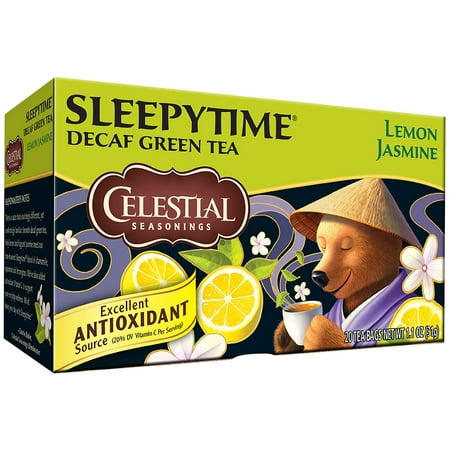 (6 Boxes) Celestial Seasonings Green Tea, Sleepytime Decaf Lemon Jasmine, 20