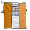 thumbnail image 2 of Deago 3 Pack Foldable Storage Bag, Large Capacity Clothes Organizers with Clear Window, Sturdy Zipper and Reinforced Handle for Comforters, Pillow, Blankets (Orange, 60L), 2 of 7