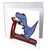 3dRose Funny Cute T-rex Dinosaur on Treadmill Exercise Cartoon - Greeting Card, 6 by 6-inch
