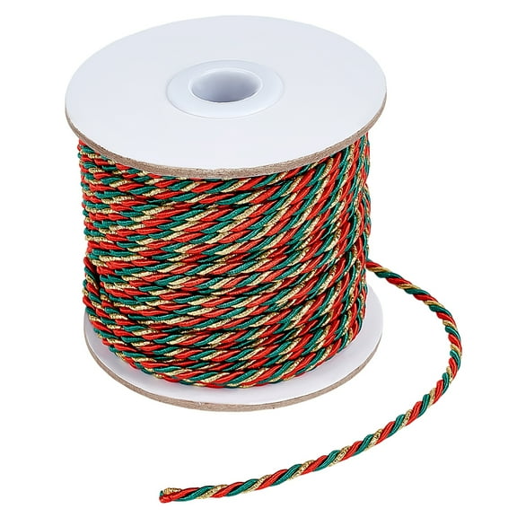 36 Yards 3-Ply Twisted Cord 3mm Green Red Decorative Cord Metallic Rope Shiny Silk Rope String for Home Handfasting Graduations Christmas Decor Gift Bag Drawstrings Costume DIY