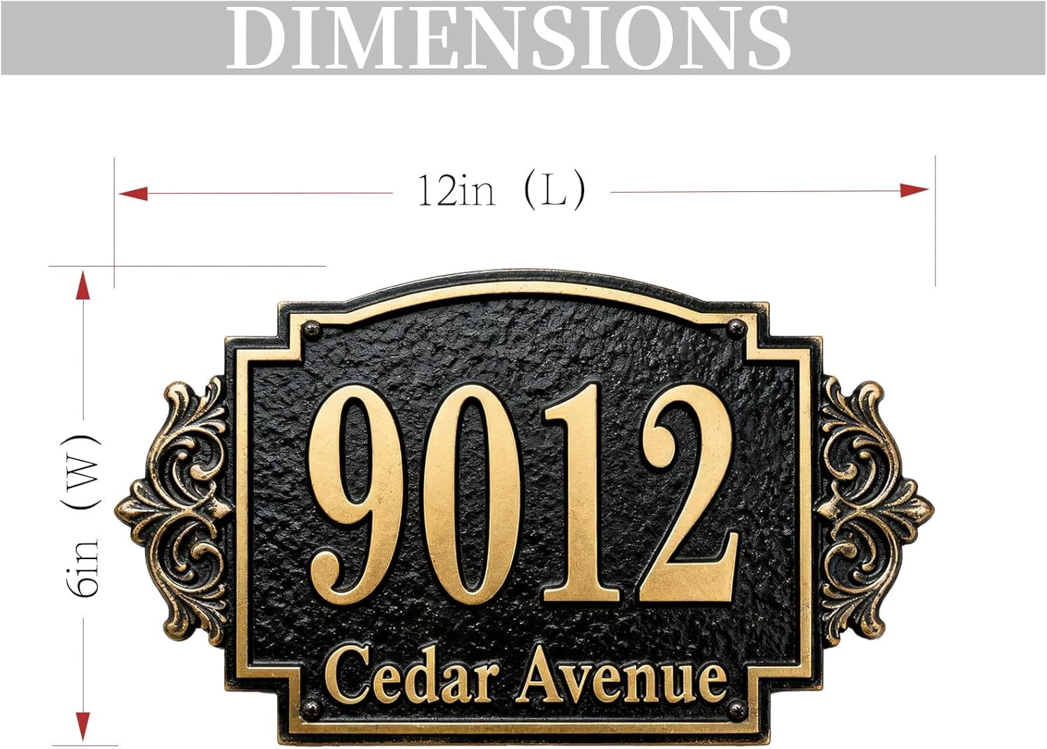 Personalized Cast Metal Address Plaque Vintage Custom House Number Sign Outside Street Mailbox Address Classic Wall Antique Brass Signs Durable Weather Resistant