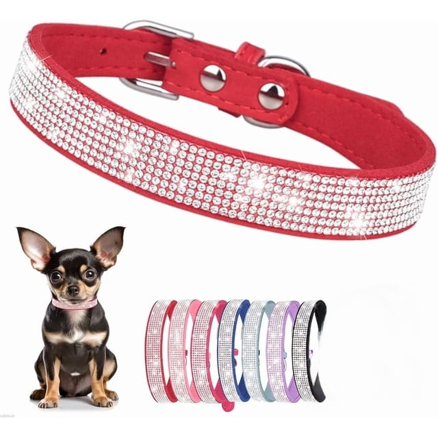 Collar de perro con diamantes de imitación para perros pequeños y medianos, con diamantes brillantes y cristales brillantes, bonita joya para cachorros, para XS, razas pequeñas y medianas, perros,