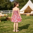 thumbnail image 6 of WRKEKC Girls Floral Dress Sleeveless Red Daisy Print Spaghetti Strap Smocked Waist Beach Vacation Dress for 1-7 Years, 6 of 9