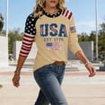 thumbnail image 4 of 250 Anniversary Usa Shirt Women Patriotic Raglan Sleeve T Shirt For Fourth Of July Celebration Casual Crew Neck Three Quarter Length Tee, 4 of 4