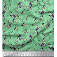 thumbnail image 1 of Soimoi Green Poly Georgette Fabric Clouds & Bird Fabric Prints By Yard 52 Inch Wide, 1 of 3