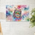 thumbnail image 2 of Hippie Abyssinian Portrait Watercolor Tie-Dye Vintage Styles Horizontal Matte Canvas Poster Cat Lover Kitten Owner Gifts Wall Art Home Decor - 00014, 2 of 5
