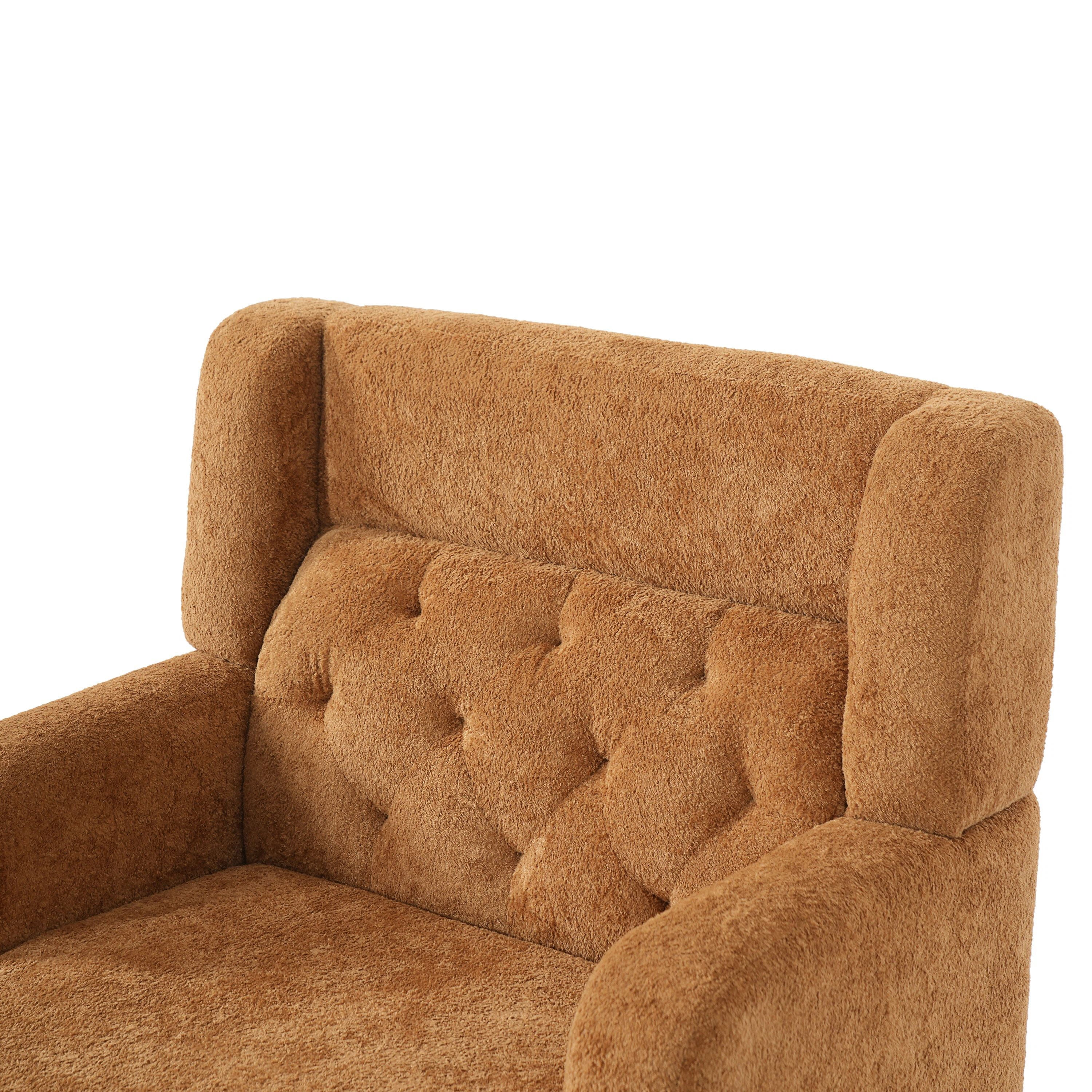 Euroco Modern Accent Chair,Upholstered Armchair with Solid Wood Frame,Comfy Reading Chair,Living Room Chair for Bedroom, Guest Room,Orange