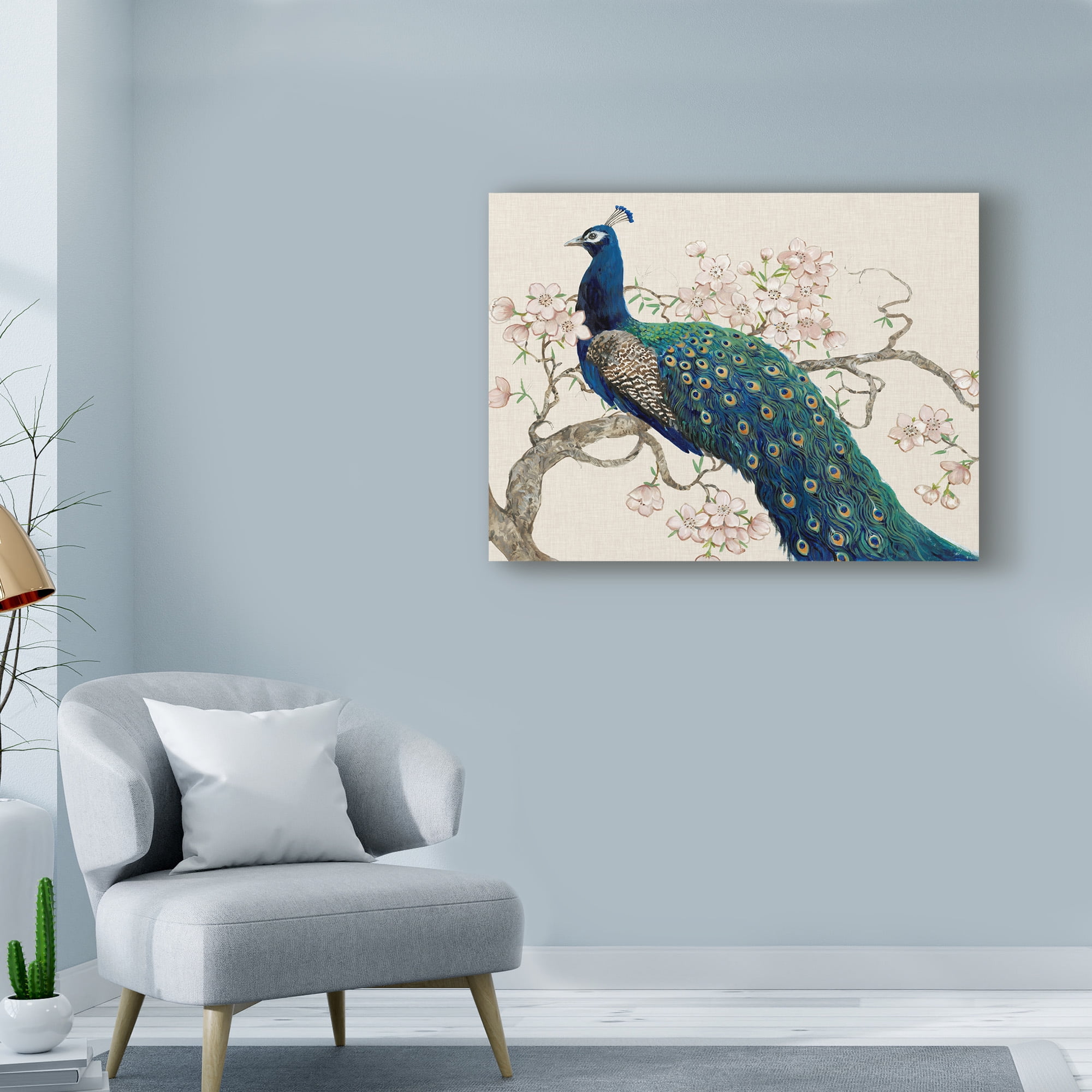 Trademark Fine Art 'Peacock And Blossoms II' Canvas Art by Tim OToole