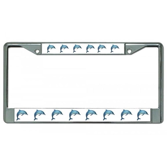 212 Main LPO2940 6 x 12 in. Dolphins on White Background Chrome License Plate Frame
