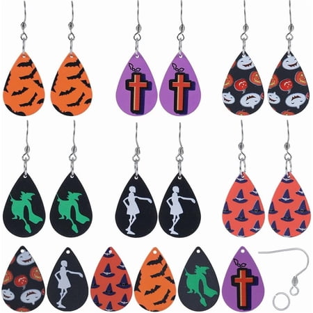 1 Box 44Pcs Earrings Making Kit Charms Bulk Pumpkin Charms Wizard Hat Charm Charms for Jewelry Making Kits Holiday Women Adult DIY Gift Supplies