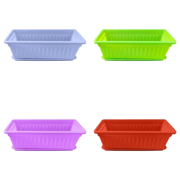 Rectangular Window Box Planter 17 Inches - Flower & Vegetable Planters with Saucer - Outdoor Indoor Garden Box for Windowsill, Railing, Patio, Yard - Includes Drainage Holes