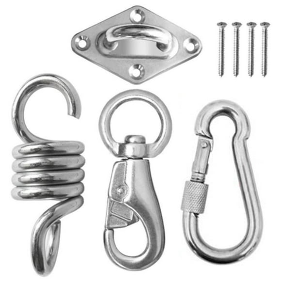 Universal HANGING KIT - Heavy Duty Sturdy Ceiling Hook Mounting for Hammock Chair, Heavy Bag, Punching Bag, Plants, Porch Swing - Includes Hook Mount, Swivel Hook, Spring, Carabiner - Supports