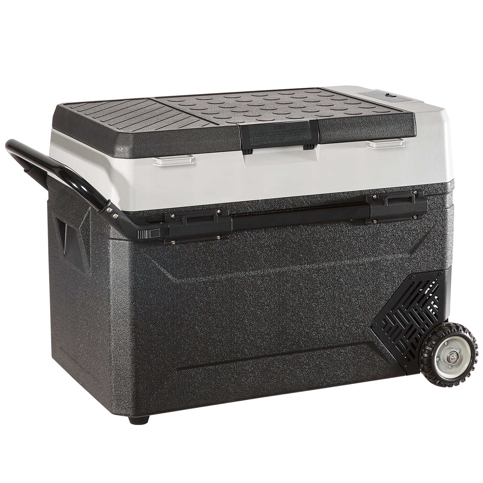 KFFKFF 56Qt Car Refrigerator Freezer Compressor 12v Portable Freezer with Dual Zone, 12/24V DC & 110-240V AC Electric Cooler with -4-50 Cooling Range
