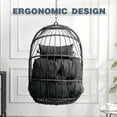thumbnail image 4 of Outdoor Egg Chair, Hanging Swing Chair with Wrap-Around Cushions, Rattan Patio Folding Egg Chair for Porch Room, Gray Cushion, 4 of 9