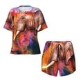 thumbnail image 4 of Lsque Oil Paintings of Elephants Women's Short-Sleeved Pajama Set - 2 Piece Soft and Lightweight Sleepwear Set-3X-Large, 4 of 9