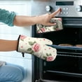 thumbnail image 2 of Pioneer Flower Kitchen Oven Mitt and Pot Holder Sets 2 Pcs for Baking, Cooking and Grilling, Heat Resistant Up To 392 °F, 2 of 7