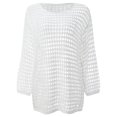 thumbnail image 6 of Conairie Swim Suit Coverup For Womens Long Sleeve Loose Crochet Knit Bathing Suits Cover Ups Summer Bikini Vacation Midi Dress Outfits White One Size, 6 of 9