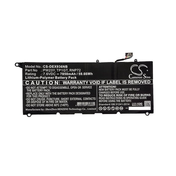 7850mAh 0RNP72 RNP72 TP1GT PW23Y Battery for DELL XPS 13-9360-D1805T XPS 13-9360-D2805TG