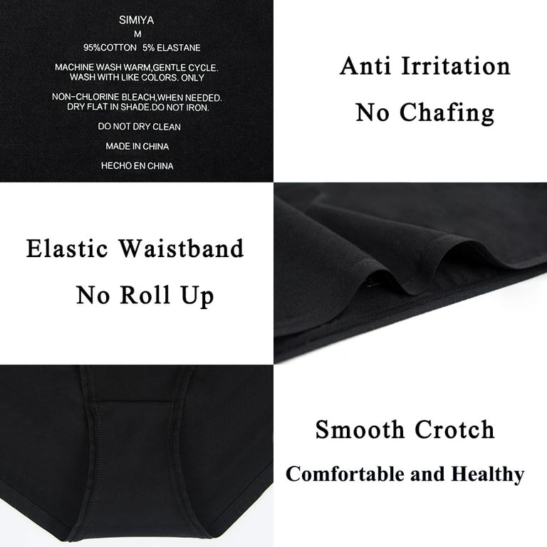 10 Pack Cotton Bikini Underwear for Women,Seamless Panties for Girls,Ladies  Solid Soft Stretchy Briefs,Black,XL 
