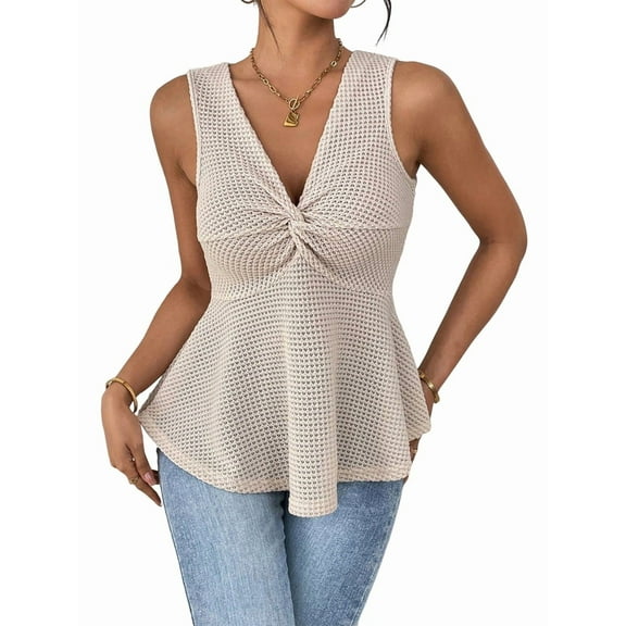 Women'S V Neck Twist Front Summer Going Out Crop Tops S