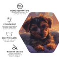 thumbnail image 3 of Lsque Puppy Lying On A Cloud Pattern 4" Drink Coasters Set of 4, PVC Leather Absorbent Coasters, Table Coaster Set Decorative Coffee Cup Coasters Housewarming Gift -Hexagon, 3 of 6