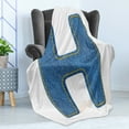 thumbnail image 4 of Letter H Soft Flannel Fleece Throw Blanket, Denim Letter Design Uppercase H Pattern Jeans Texture Retro Typography, Cozy Plush for Indoor and Outdoor Use, 70" x 90", Blue Marigold, by Ambesonne, 4 of 5