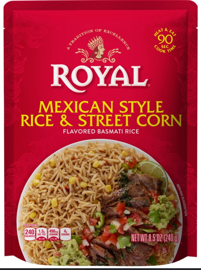 Royal Ready to Heat Mexican Style Rice & Street Corn Flavored Basmati Rice 8.5oz