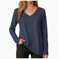 thumbnail image 3 of Godom V Neck T Shirts for Women Long Sleeve Tops Solid Color Tee Casual Shirts, 3 of 7