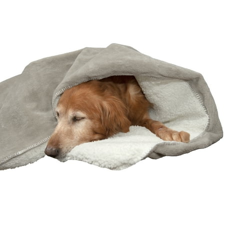 UPC: 0842229114713 | FurHaven Pet Throw Blanket | Waterproof Snuggly & Warm Faux Lambswool & Terry Pet Throw Blanket Dove Large