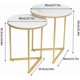 thumbnail image 3 of Wisfor Round Marble Side Table: 2 Tier Small Sintered Stone Tabletop Bedside Table with Black Metal Frame Modern Sofa End Table for Home Corner Living Room Bedroom, 3 of 7