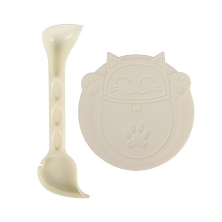 

2pcs/set Spoon Universal Cat Food Can Lid Soft Silicone Cute With Opener Cover