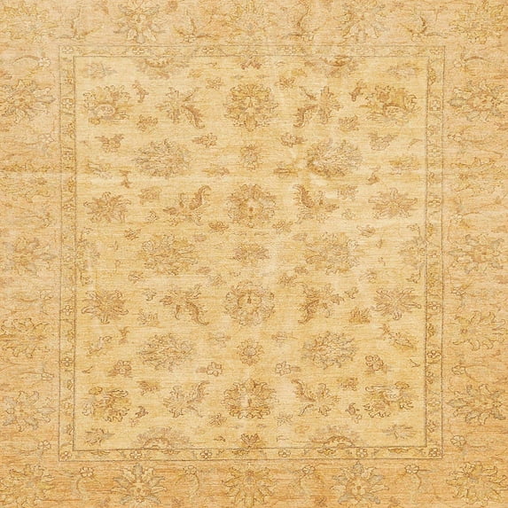 Ahgly Company Indoor Square Abstract Chrome Gold Yellow Oriental Area Rugs, 7' Square
