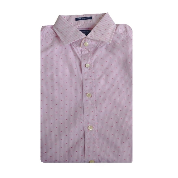 GANT Men's Bright Pink Dobby Stripe Square Fitted Shirt 365677 Size Medium
